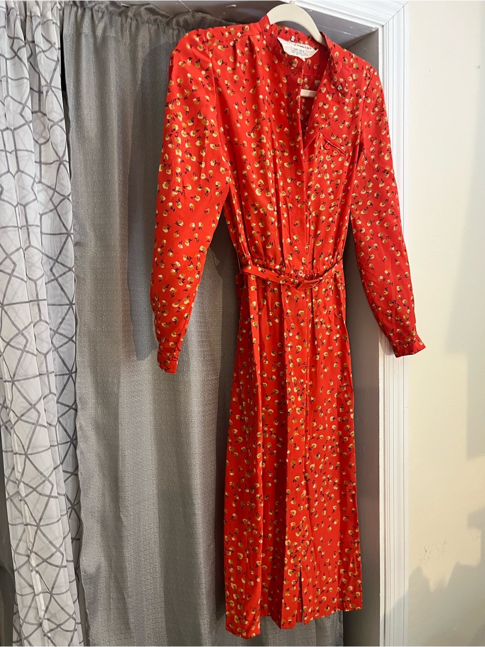 Vintage 70s Nicole Miller Silk Floral Midi Dress 8